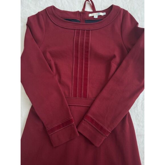 Boden Gizele Ponte Sheath dress, Wine/Maroon, Size 4P - Picture 4 of 7